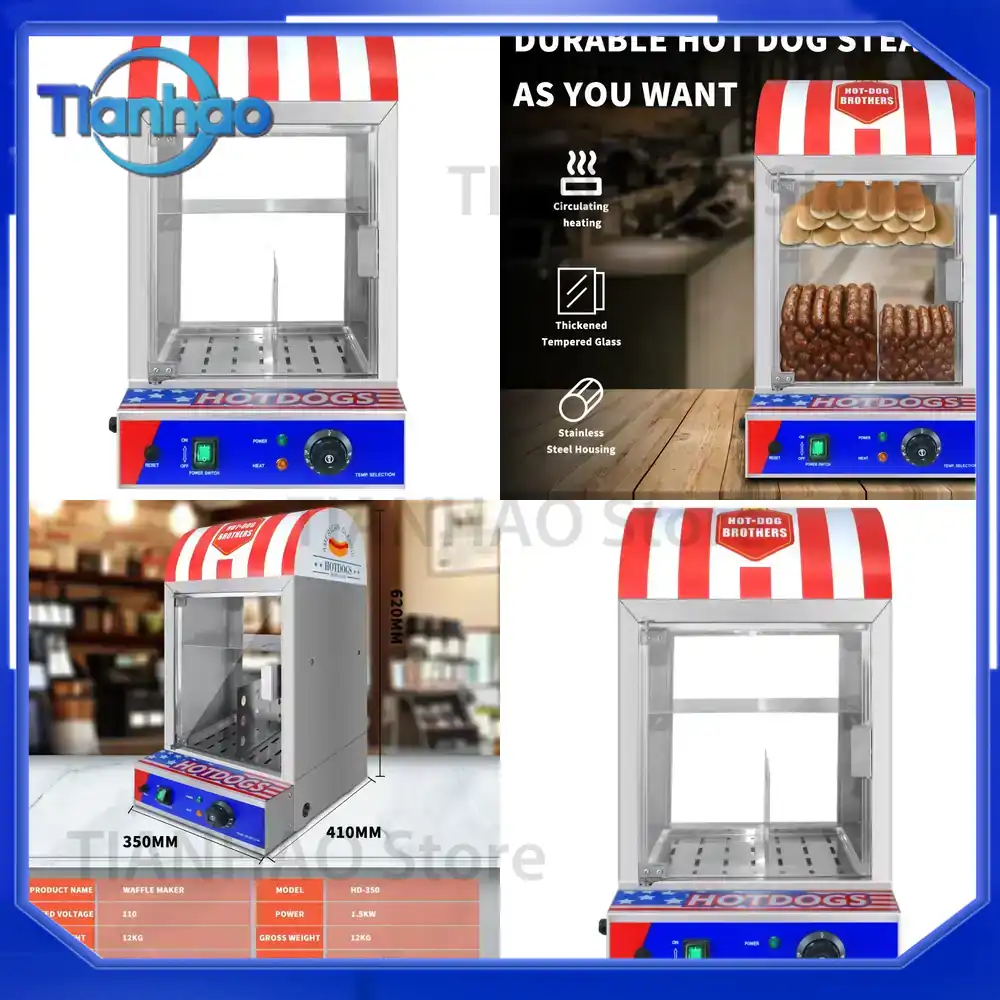 Snacks Food Warmer - سخان أوتوماتيكي تجاري لخبز الهوت دوج،