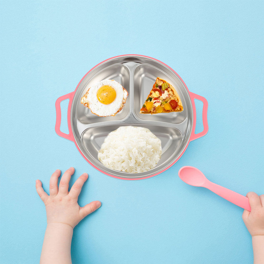 Food Snacks For Kids - طبق طعام مقسم للأطفال من الفولاذ