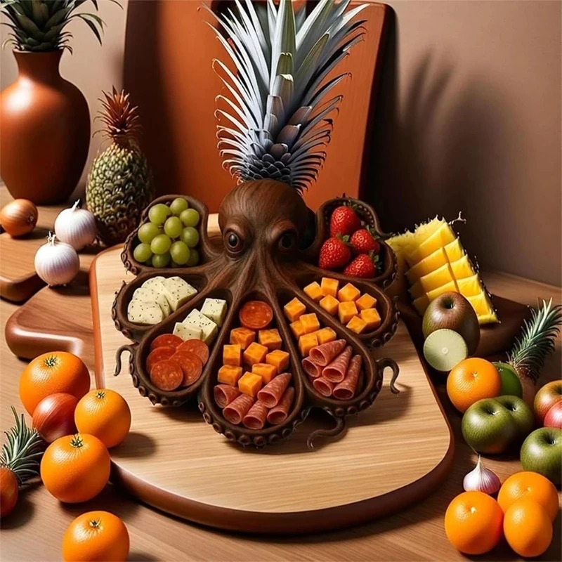 صينية تقديم الأخطبوط الخشبية،  - مراجعة Food Platter Snacks وسعره