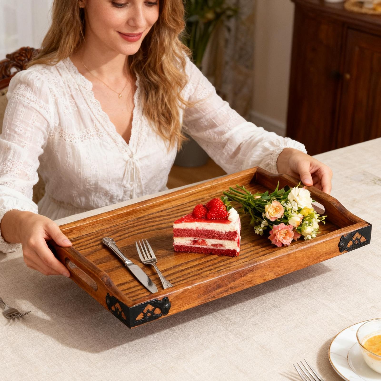 صينية تقديم خشبية مع مقابض، صي - مراجعة Food Platter Snacks وسعره